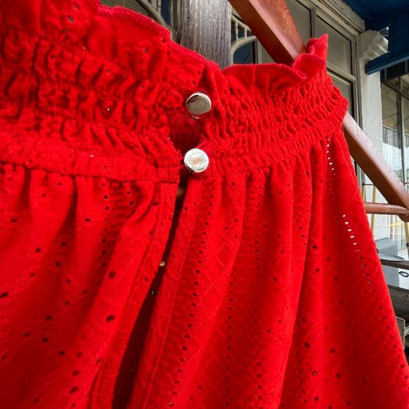 NWT Cato Women's Plus Size 26/28W Fiery Red Sleeveless Eyelet Tunic - Picture 4 of 16